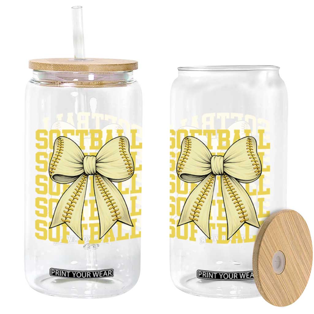 Softball Bow Glass Can Sister Sport Lovers Girls Team TS10 Print Your Wear