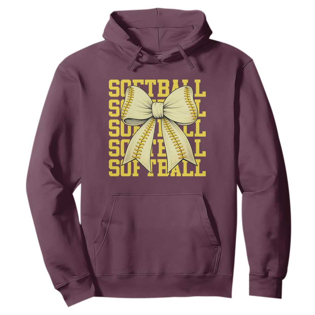Softball Bow Hoodie Sister Sport Lovers Girls Team TS10 Maroon Print Your Wear
