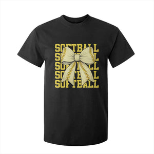 Softball Bow T Shirt For Kid Sister Sport Lovers Girls Team TS10 Black Print Your Wear