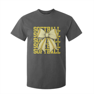 Softball Bow T Shirt For Kid Sister Sport Lovers Girls Team TS10 Dark Heather Print Your Wear
