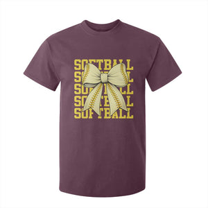 Softball Bow T Shirt For Kid Sister Sport Lovers Girls Team TS10 Maroon Print Your Wear