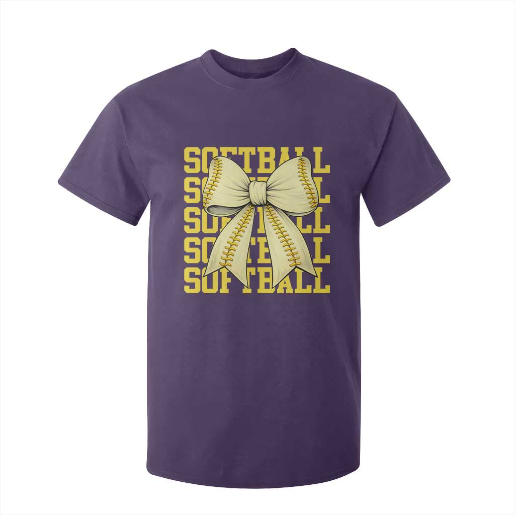Softball Bow T Shirt For Kid Sister Sport Lovers Girls Team TS10 Purple Print Your Wear