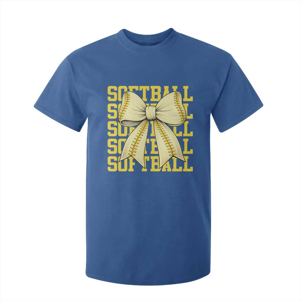 Softball Bow T Shirt For Kid Sister Sport Lovers Girls Team TS10 Royal Blue Print Your Wear