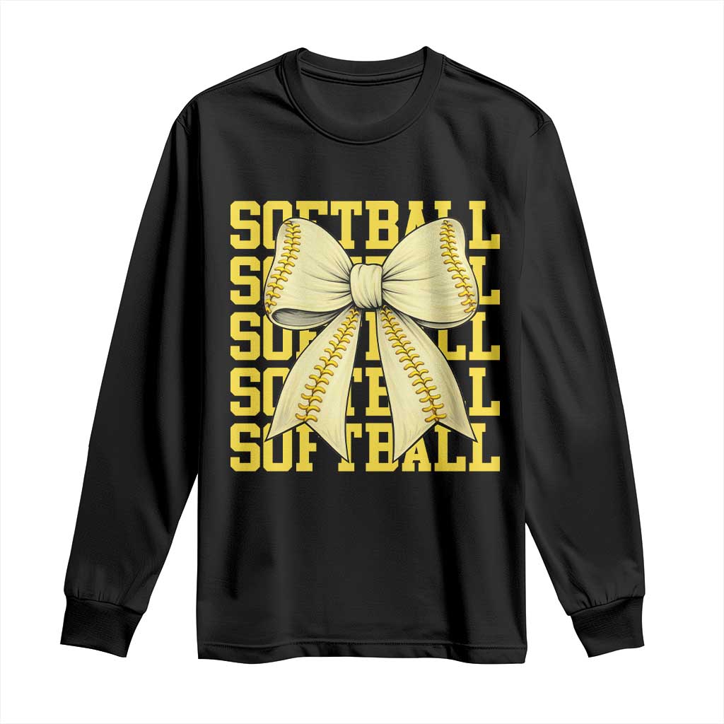 Softball Bow Long Sleeve Shirt Sister Sport Lovers Girls Team TS10 Black Print Your Wear