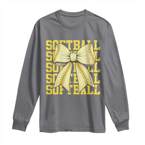 Softball Bow Long Sleeve Shirt Sister Sport Lovers Girls Team TS10 Charcoal Print Your Wear