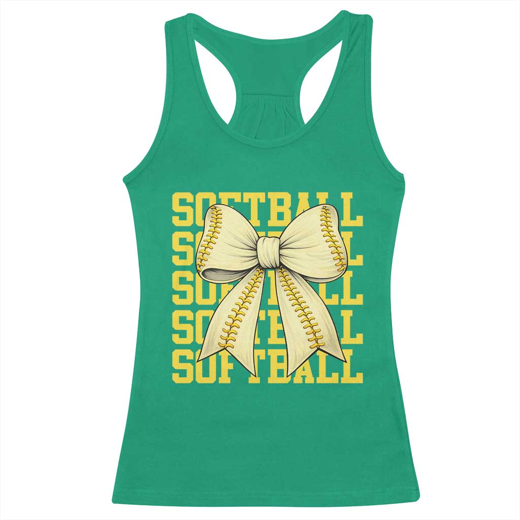 Softball Bow Racerback Tank Top Sister Sport Lovers Girls Team TS10 Irish Green Print Your Wear