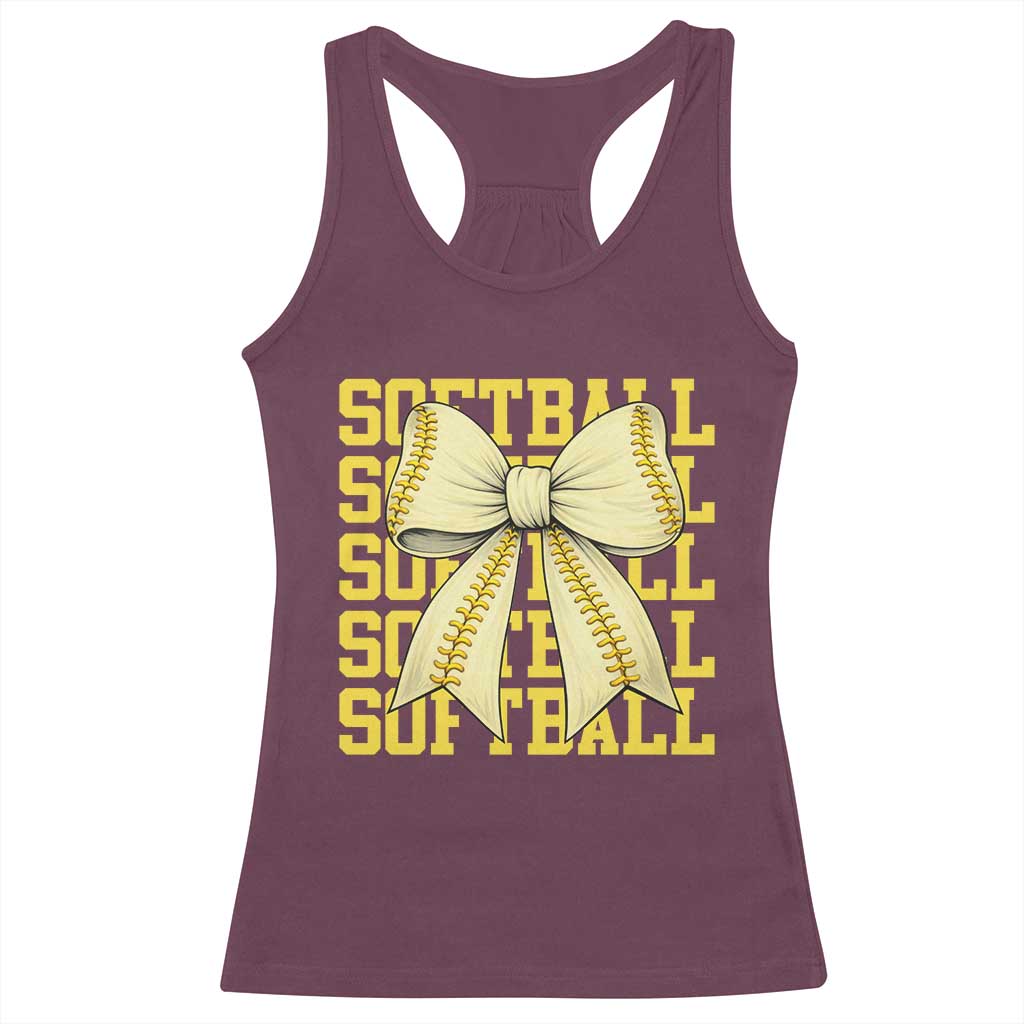 Softball Bow Racerback Tank Top Sister Sport Lovers Girls Team TS10 Maroon Print Your Wear