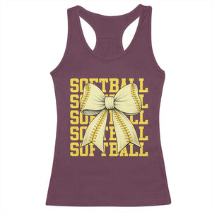 Softball Bow Racerback Tank Top Sister Sport Lovers Girls Team TS10 Maroon Print Your Wear
