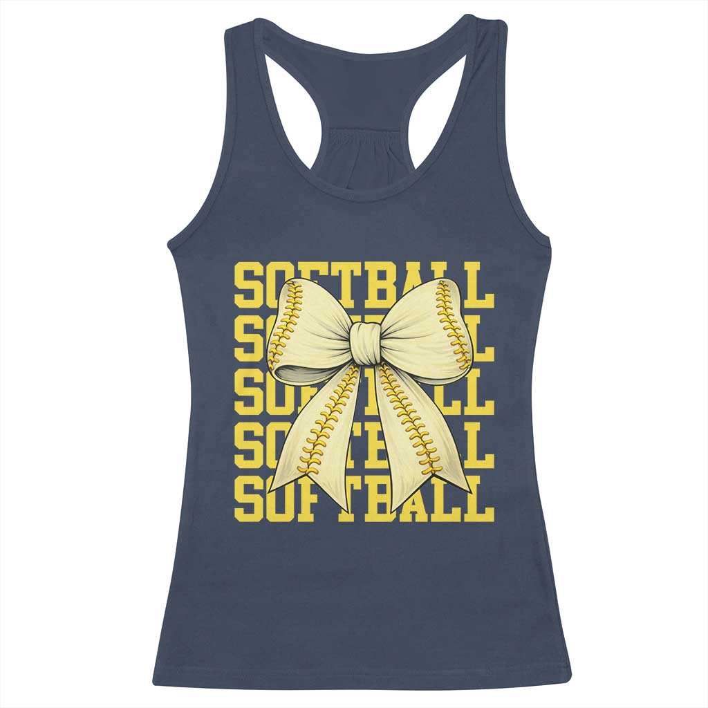 Softball Bow Racerback Tank Top Sister Sport Lovers Girls Team TS10 Navy Print Your Wear