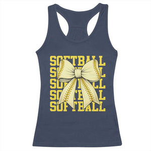 Softball Bow Racerback Tank Top Sister Sport Lovers Girls Team TS10 Navy Print Your Wear