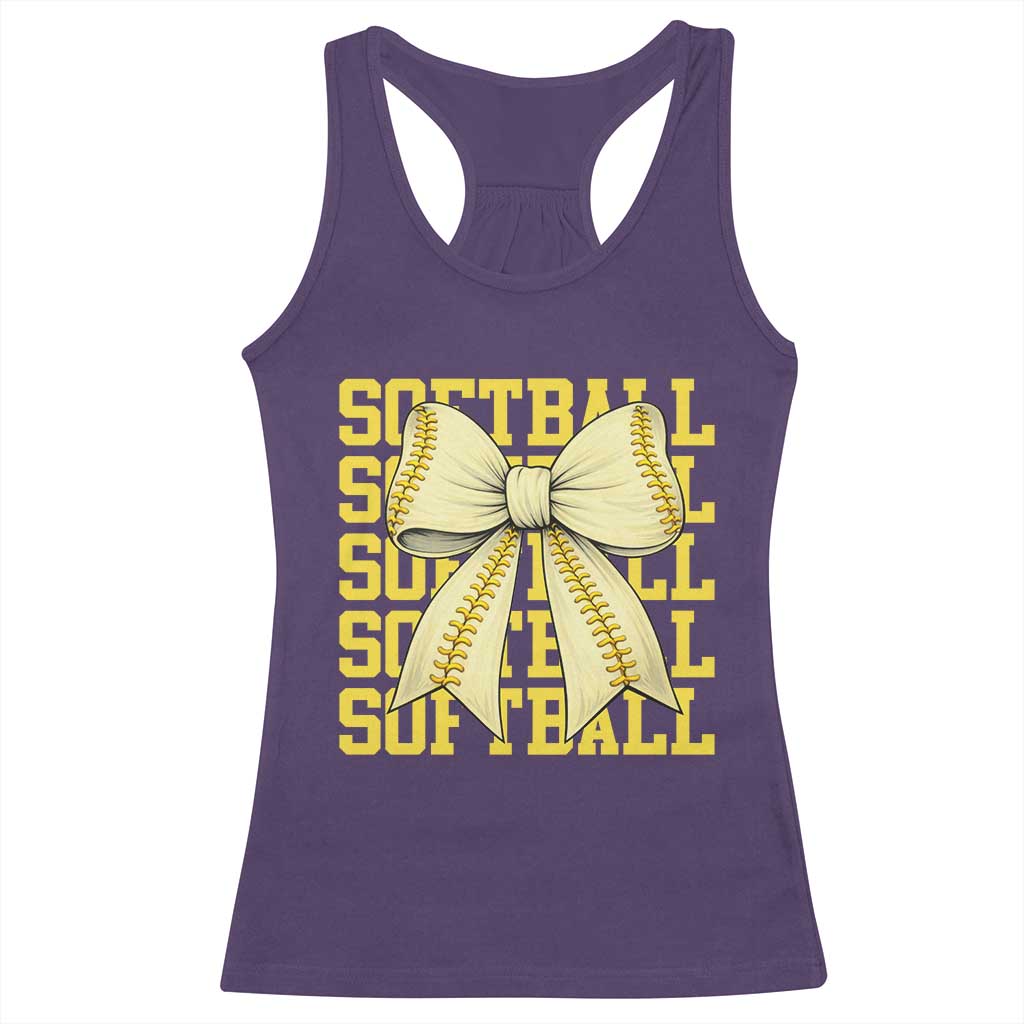 Softball Bow Racerback Tank Top Sister Sport Lovers Girls Team TS10 Purple Print Your Wear