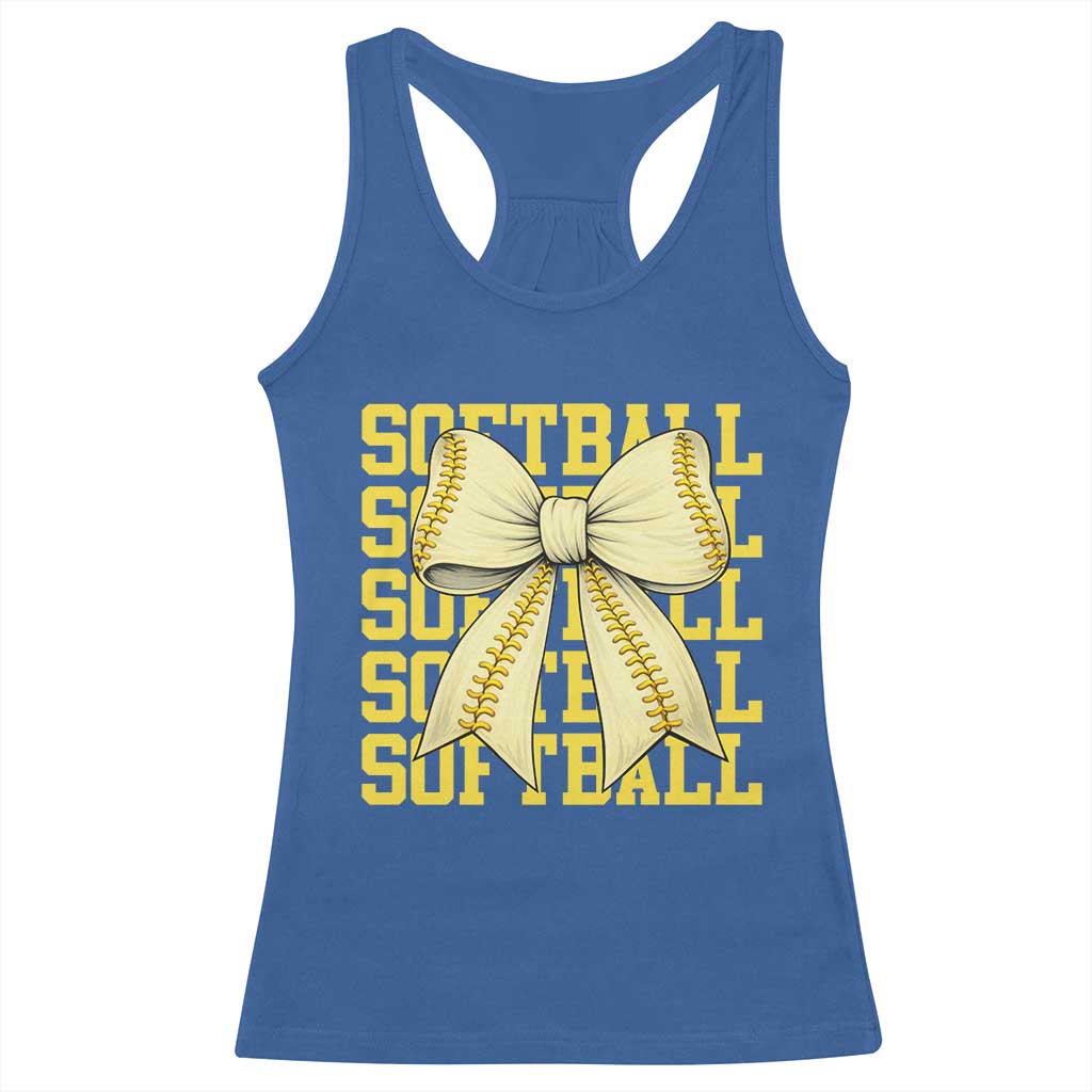Softball Bow Racerback Tank Top Sister Sport Lovers Girls Team TS10 Royal Blue Print Your Wear