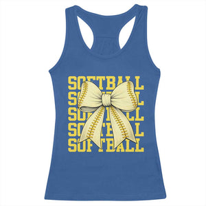 Softball Bow Racerback Tank Top Sister Sport Lovers Girls Team TS10 Royal Blue Print Your Wear