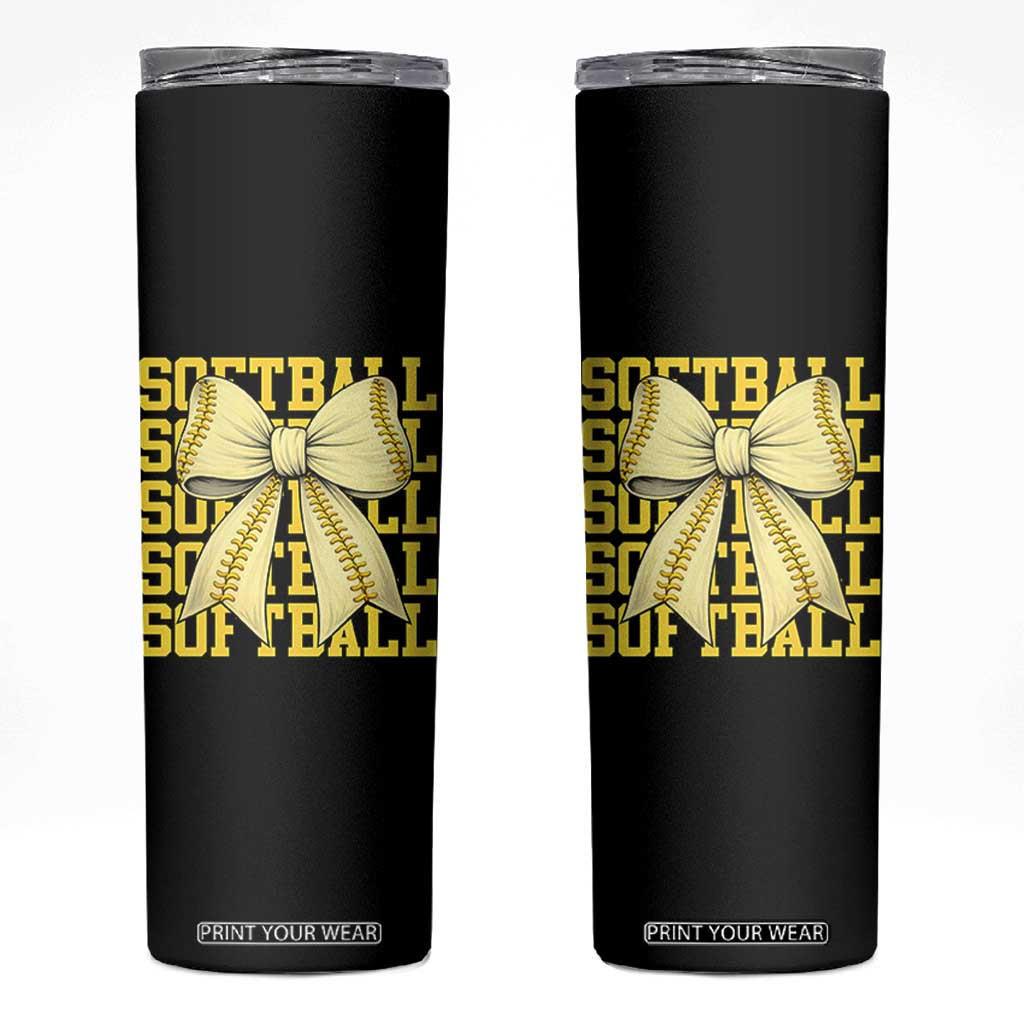 Softball Bow Skinny Tumbler Sister Sport Lovers Girls Team TS10 Black Print Your Wear