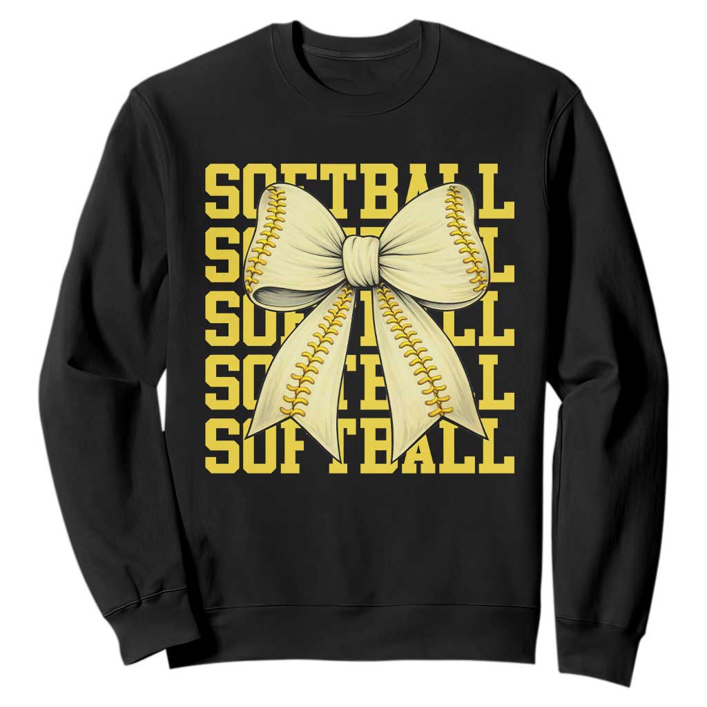 Softball Bow Sweatshirt Sister Sport Lovers Girls Team TS10 Black Print Your Wear