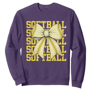 Softball Bow Sweatshirt Sister Sport Lovers Girls Team TS10 Purple Print Your Wear