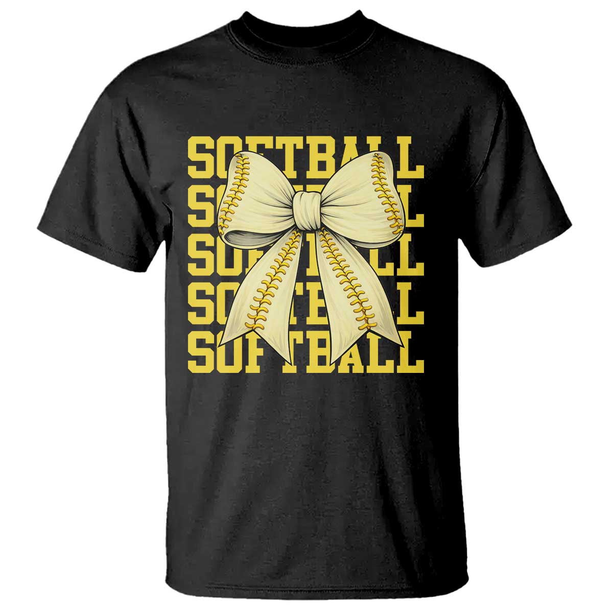 Softball Bow T Shirt Sister Sport Lovers Girls Team TS10 Black Print Your Wear