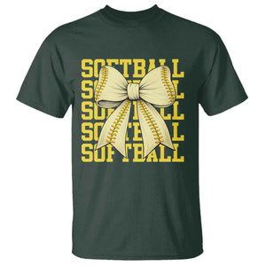 Softball Bow T Shirt Sister Sport Lovers Girls Team TS10 Dark Forest Green Print Your Wear
