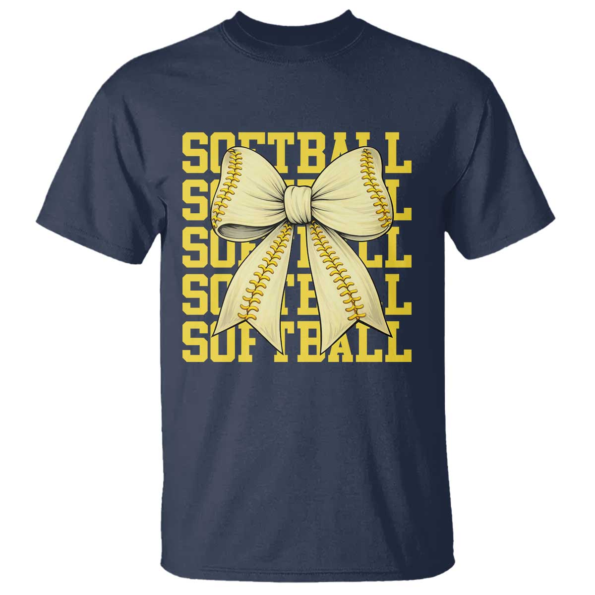 Softball Bow T Shirt Sister Sport Lovers Girls Team TS10 Navy Print Your Wear