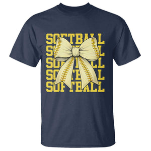 Softball Bow T Shirt Sister Sport Lovers Girls Team TS10 Navy Print Your Wear
