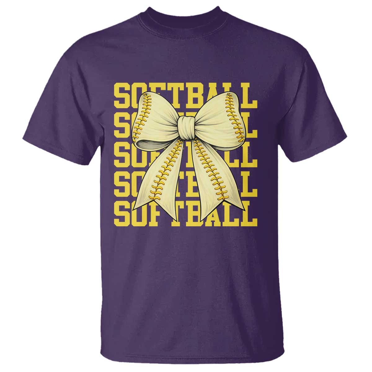 Softball Bow T Shirt Sister Sport Lovers Girls Team TS10 Purple Print Your Wear