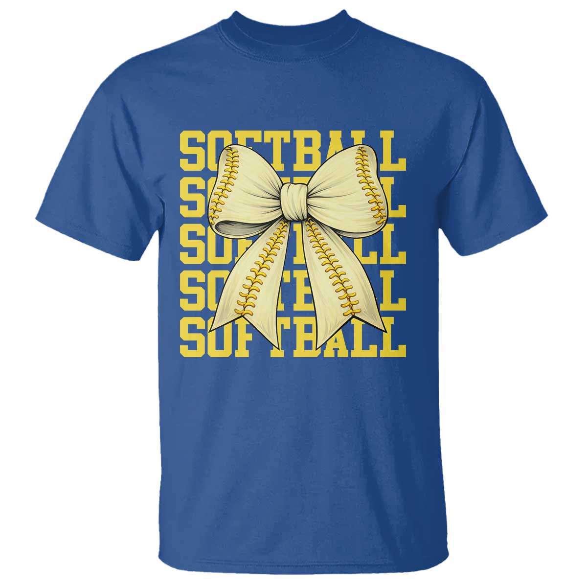 Softball Bow T Shirt Sister Sport Lovers Girls Team TS10 Royal Blue Print Your Wear