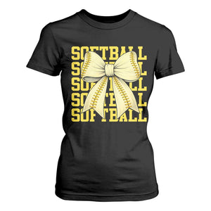 Softball Bow T Shirt For Women Sister Sport Lovers Girls Team TS10 Black Print Your Wear