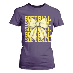 Softball Bow T Shirt For Women Sister Sport Lovers Girls Team TS10 Purple Print Your Wear