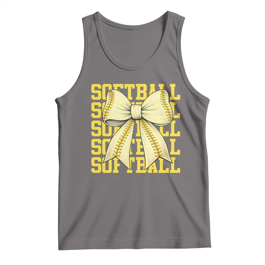 Softball Bow Tank Top Sister Sport Lovers Girls Team TS10 Deep Heather Print Your Wear
