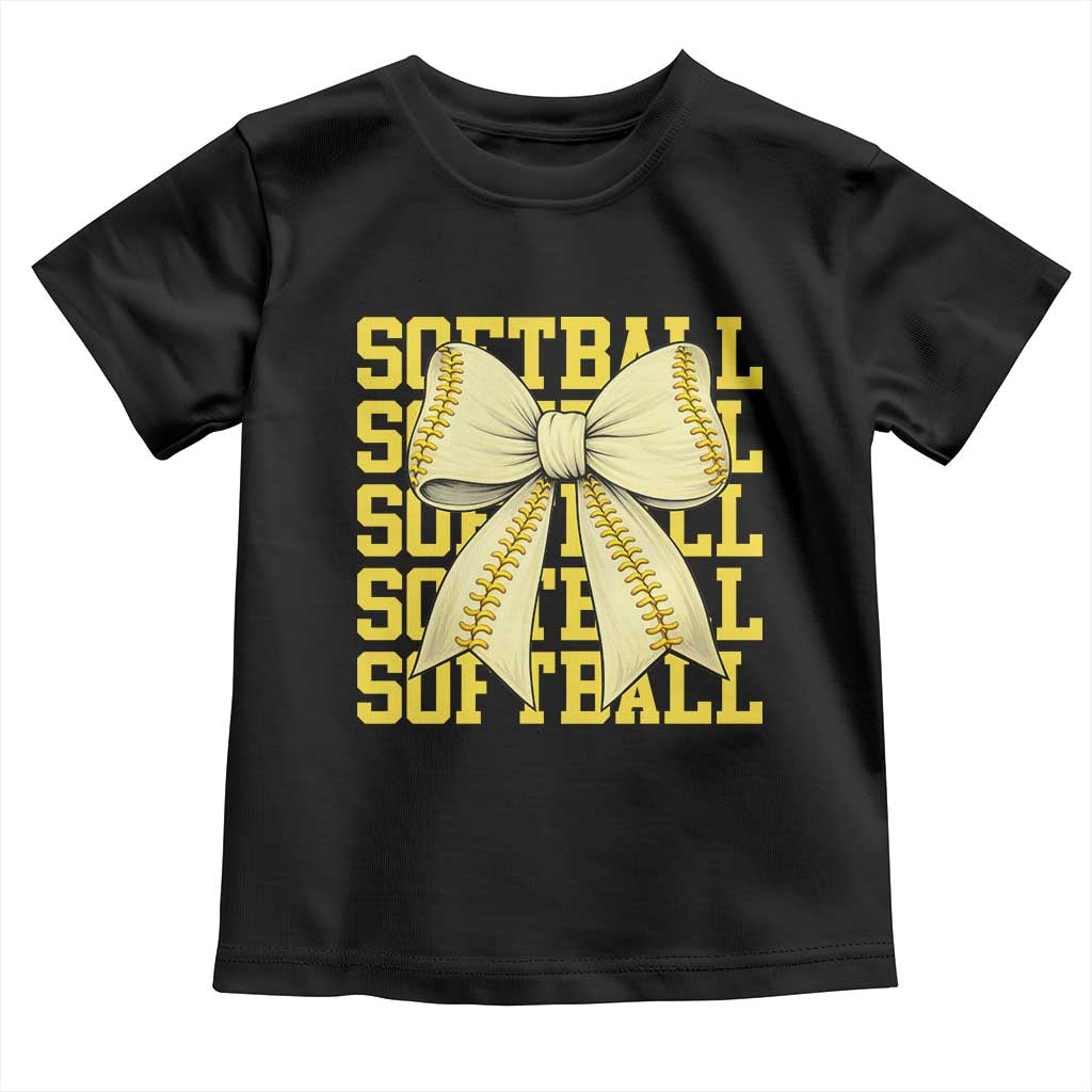 Softball Bow Toddler T Shirt Sister Sport Lovers Girls Team TS10 Black Print Your Wear