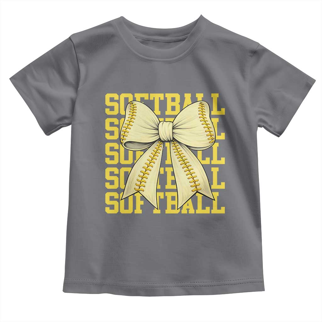 Softball Bow Toddler T Shirt Sister Sport Lovers Girls Team TS10 Charcoal Print Your Wear