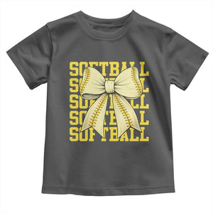 Softball Bow Toddler T Shirt Sister Sport Lovers Girls Team TS10 Dark Heather Print Your Wear