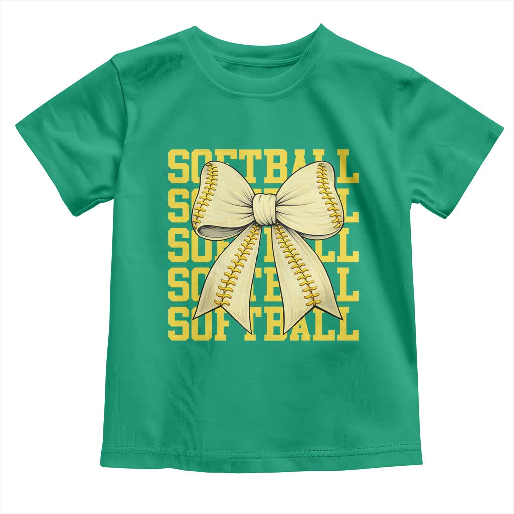 Softball Bow Toddler T Shirt Sister Sport Lovers Girls Team TS10 Irish Green Print Your Wear