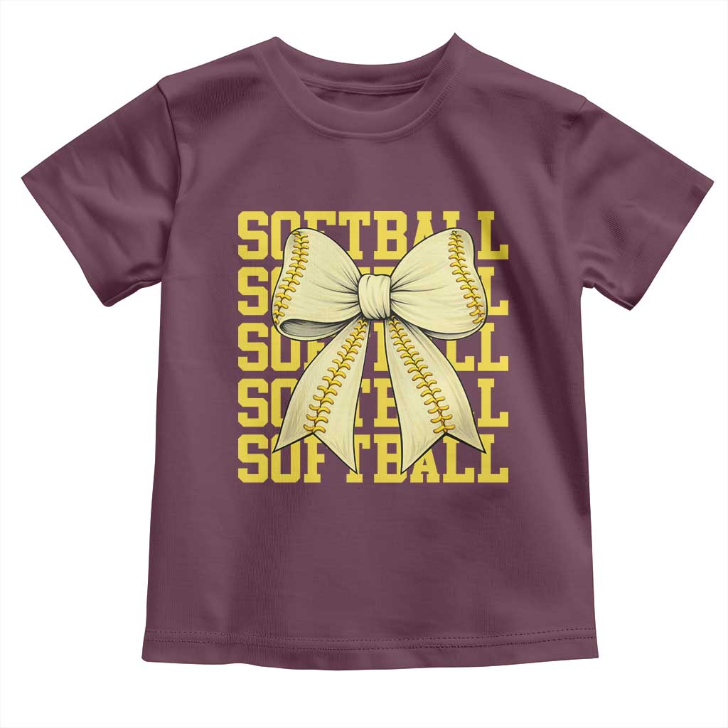 Softball Bow Toddler T Shirt Sister Sport Lovers Girls Team TS10 Maroon Print Your Wear