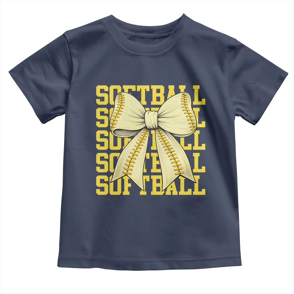 Softball Bow Toddler T Shirt Sister Sport Lovers Girls Team TS10 Navy Print Your Wear