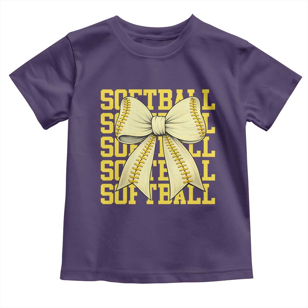 Softball Bow Toddler T Shirt Sister Sport Lovers Girls Team TS10 Purple Print Your Wear