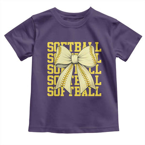 Softball Bow Toddler T Shirt Sister Sport Lovers Girls Team TS10 Purple Print Your Wear