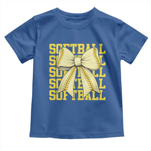Softball Bow Toddler T Shirt Sister Sport Lovers Girls Team TS10 Royal Blue Print Your Wear