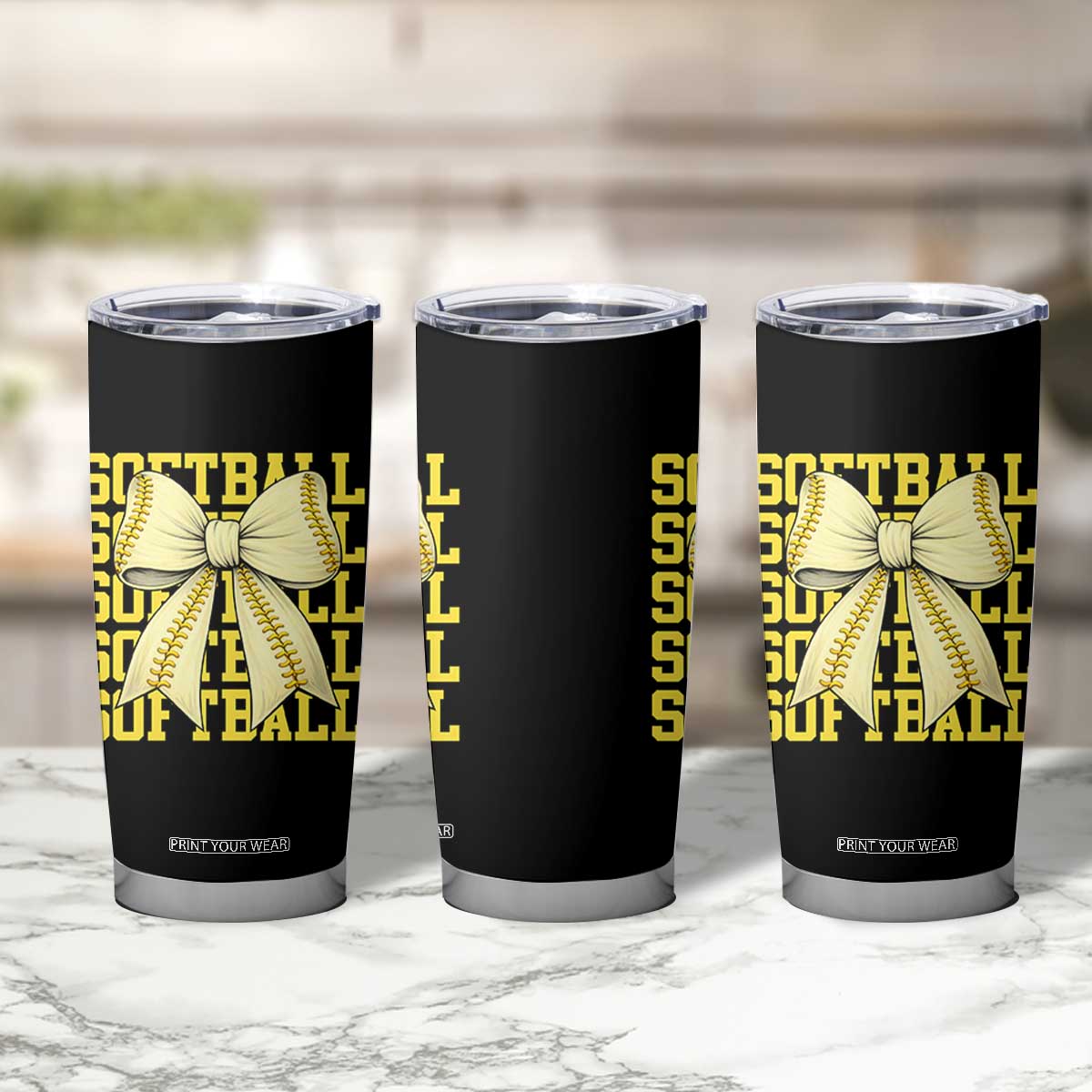 Softball Bow Tumbler Cup Sister Sport Lovers Girls Team TS10 Print Your Wear