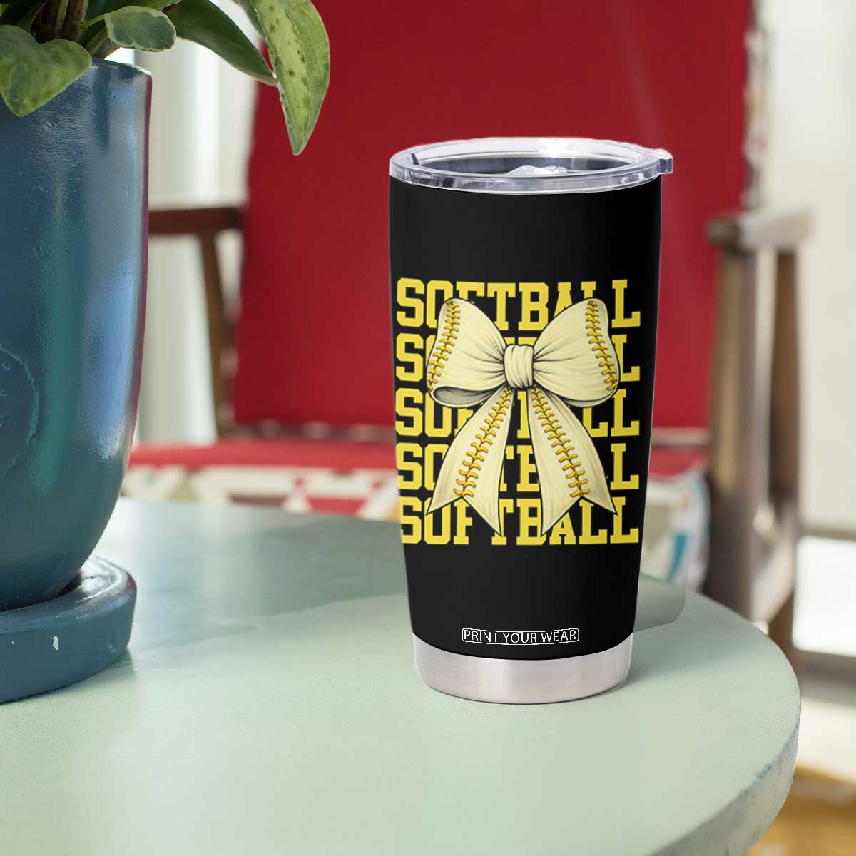 Softball Bow Tumbler Cup Sister Sport Lovers Girls Team TS10 Print Your Wear