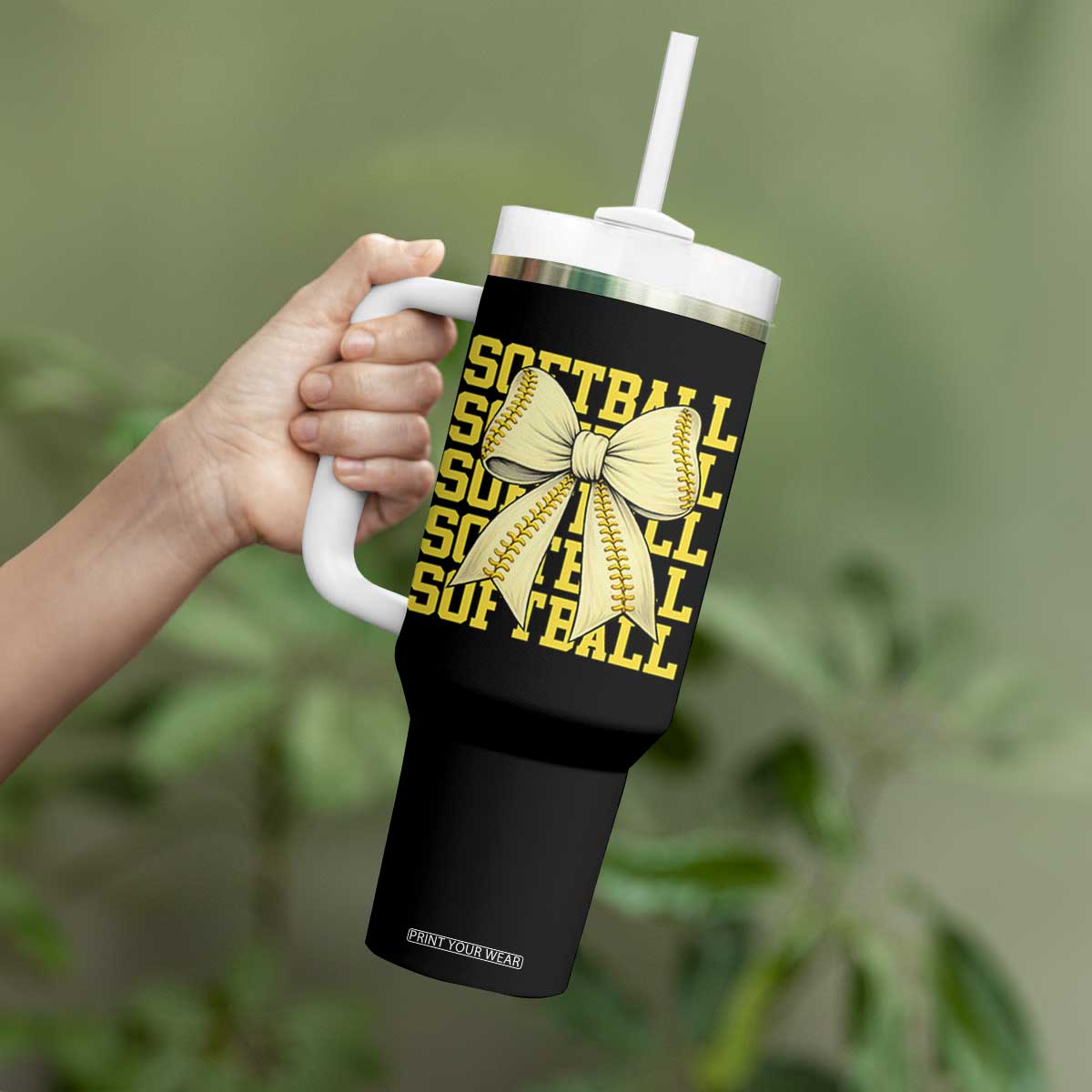 Softball Bow Tumbler With Handle Sister Sport Lovers Girls Team TS10 Print Your Wear