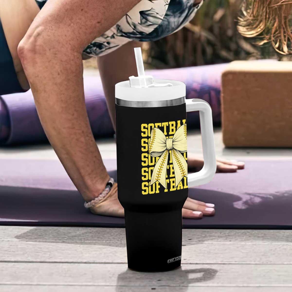 Softball Bow Tumbler With Handle Sister Sport Lovers Girls Team TS10 Print Your Wear