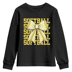 Softball Bow Youth Sweatshirt Sister Sport Lovers Girls Team TS10 Black Print Your Wear