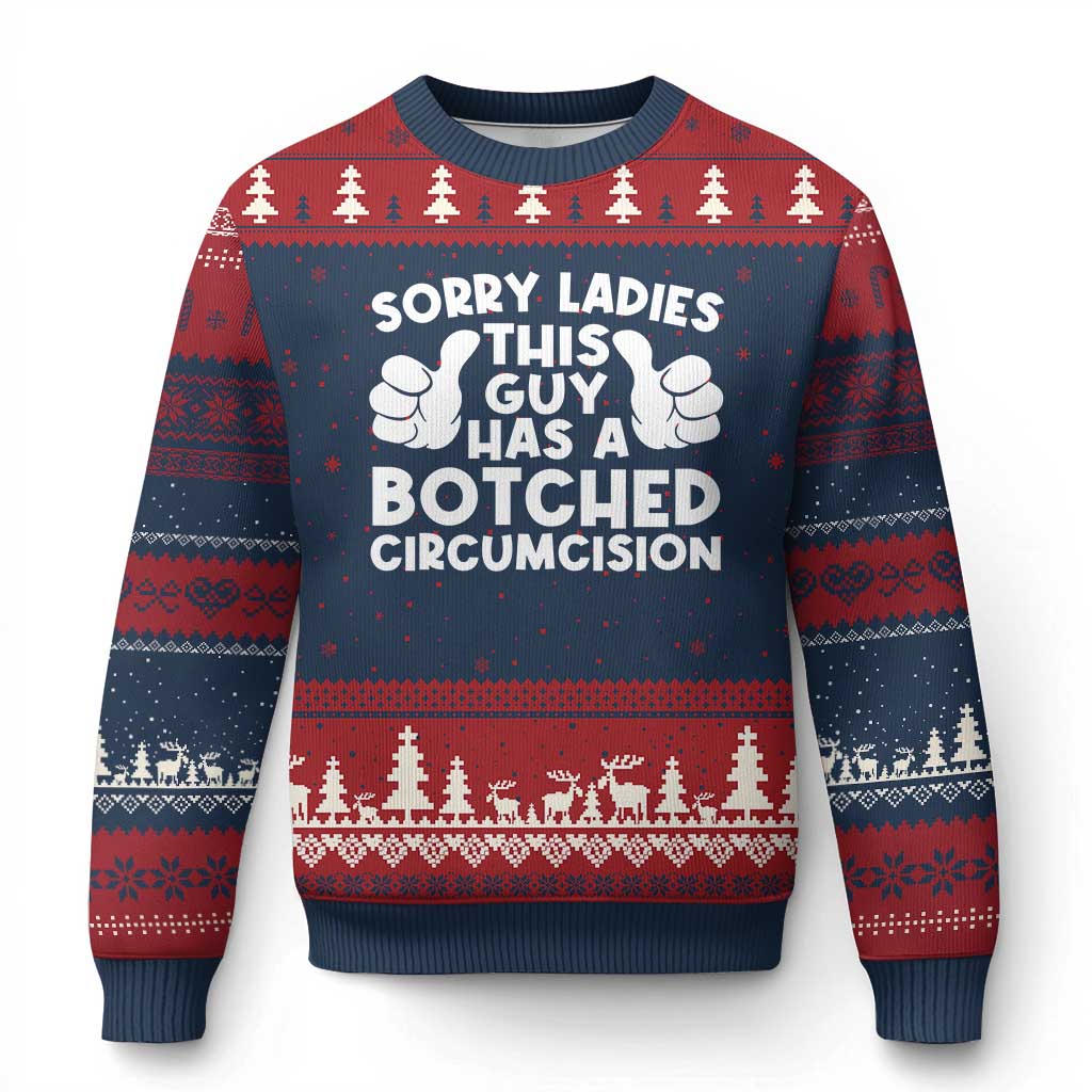 Inappropriate Adult Ugly Christmas Sweater This Guy Botched Funny Cringe Offensive Humor Men TS10 Navy Red Print Your Wear