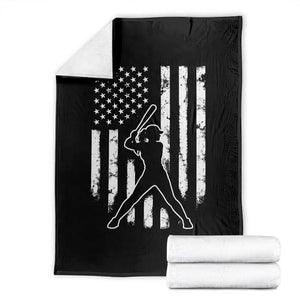 Vintage Patriotic Softball Throw Blanket Girls Baseball Softball Player American Flag TS10 Black Print Your Wear