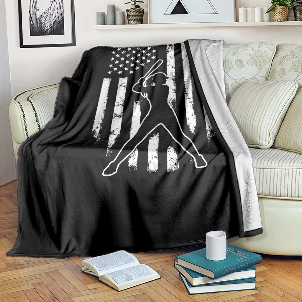 Vintage Patriotic Softball Throw Blanket Girls Baseball Softball Player American Flag TS10 Print Your Wear