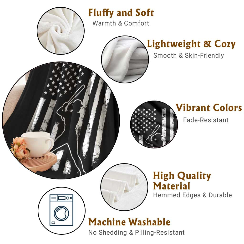 Vintage Patriotic Softball Throw Blanket Girls Baseball Softball Player American Flag TS10 Print Your Wear