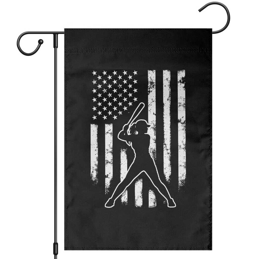 Vintage Patriotic Softball Garden Flag Girls Baseball Softball Player American Flag TS10 Black Print Your Wear
