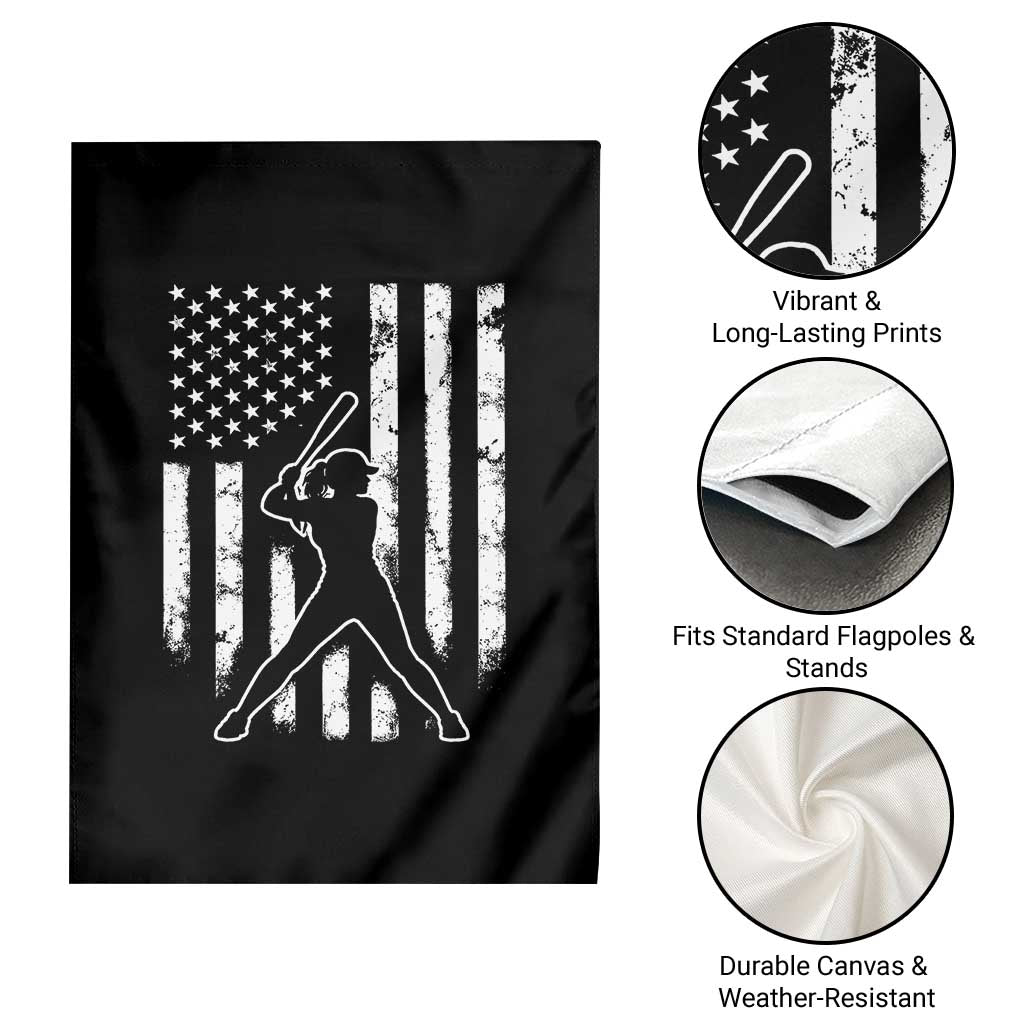 Vintage Patriotic Softball Garden Flag Girls Baseball Softball Player American Flag TS10 Print Your Wear