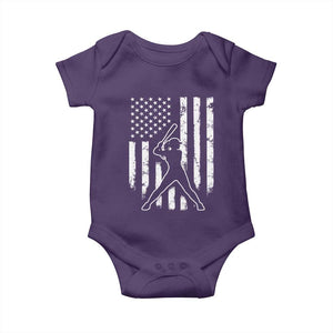 Vintage Patriotic Softball Baby Onesie Girls Baseball Softball Player American Flag TS10 Purple Print Your Wear
